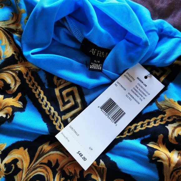 Statement VERSACE inspired sheer turtlenck ~ AFRM size S ~ new with tags - Picture 3 of 4